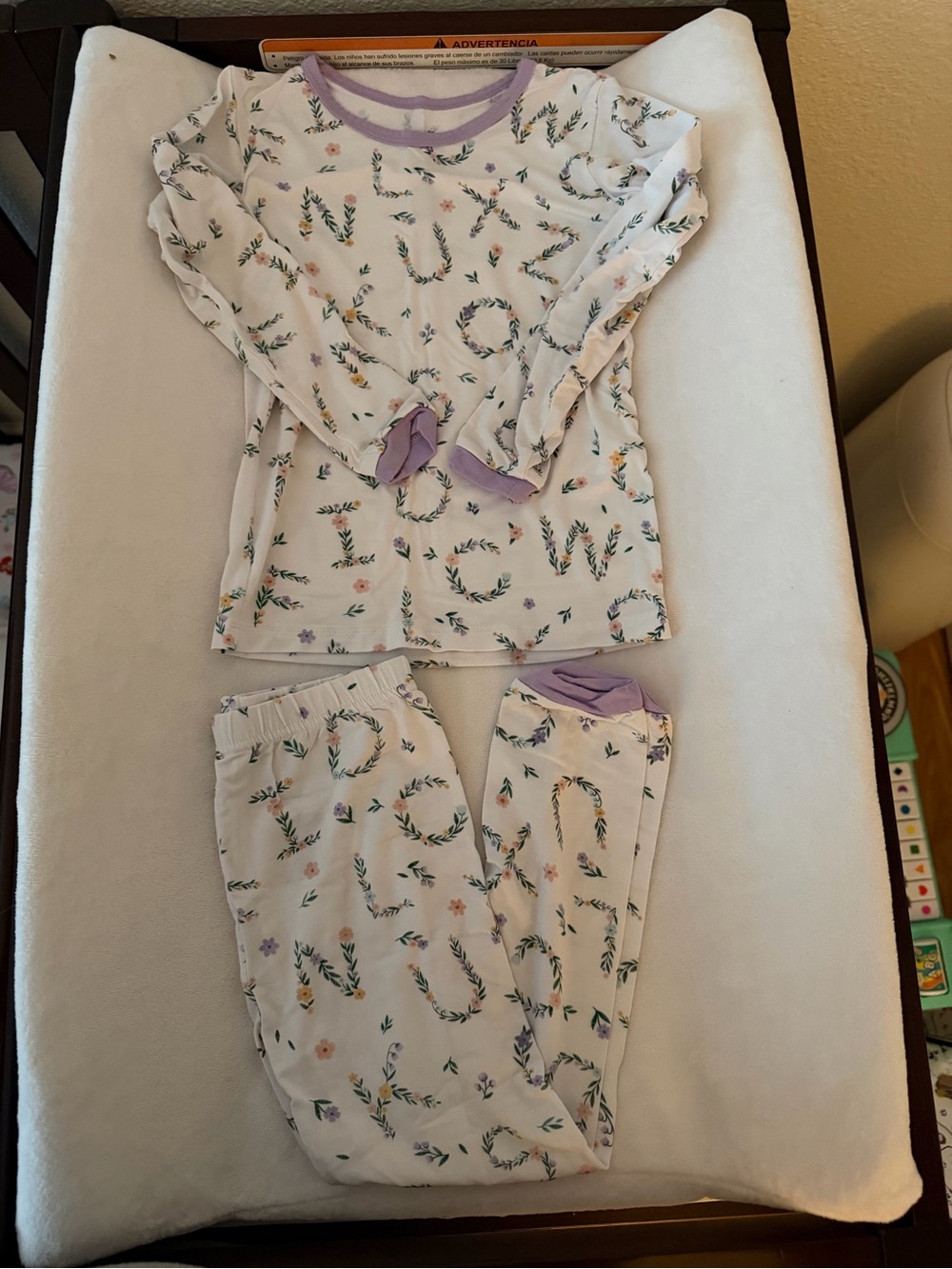 Lama Littles Floral ABCs Long Sleeve Pants PJ Set 5/6 NWT